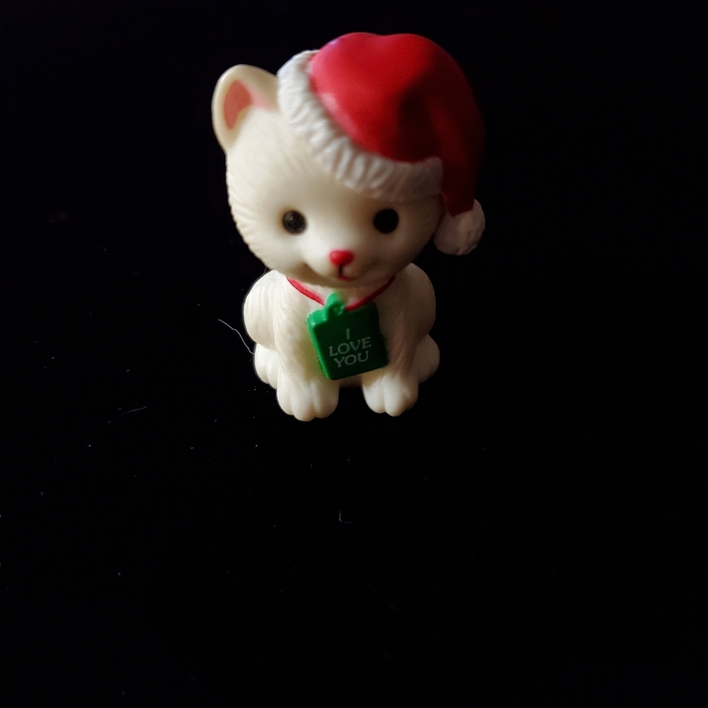 Vintage Russ Berrie White Santa Kitten Christmas